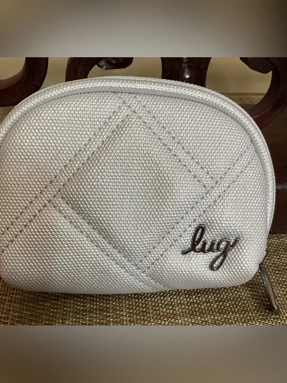 Lug Stash RFID Pouch. Matte Luxe Vegan Leather. Metallic Silver.